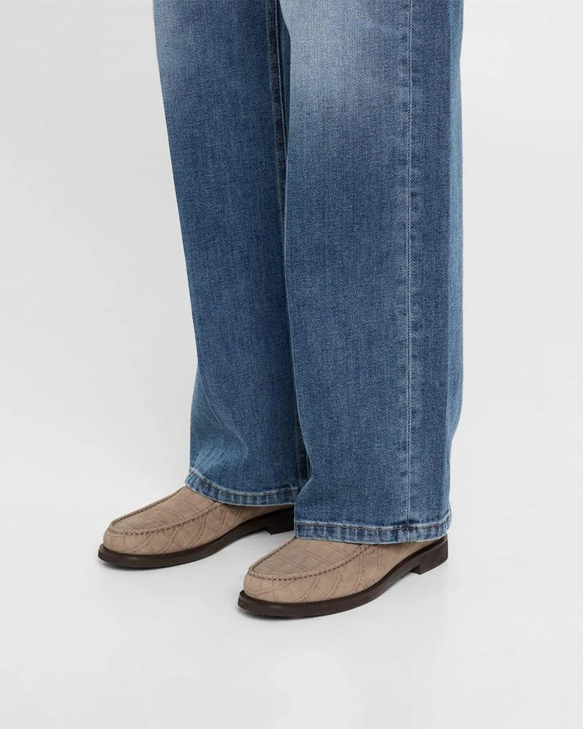 Brunello Cucinelli Croco Suede Monili Easy Loafers 2