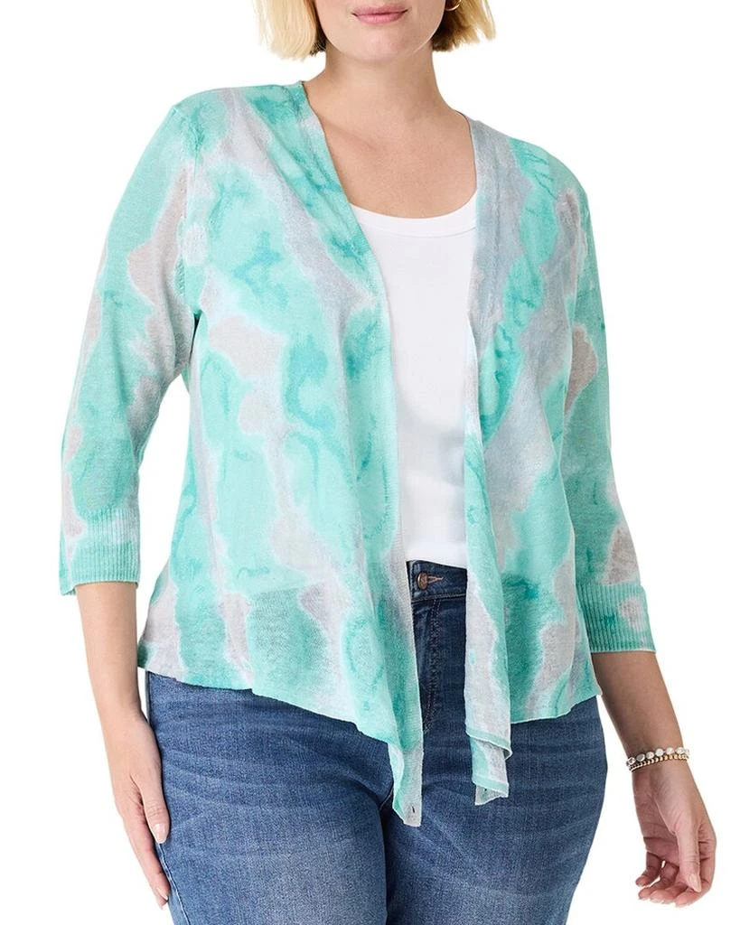NIC+ZOE NIC+ZOE Plus Watercolor Waves 4-Way Linen-Blend Cardigan