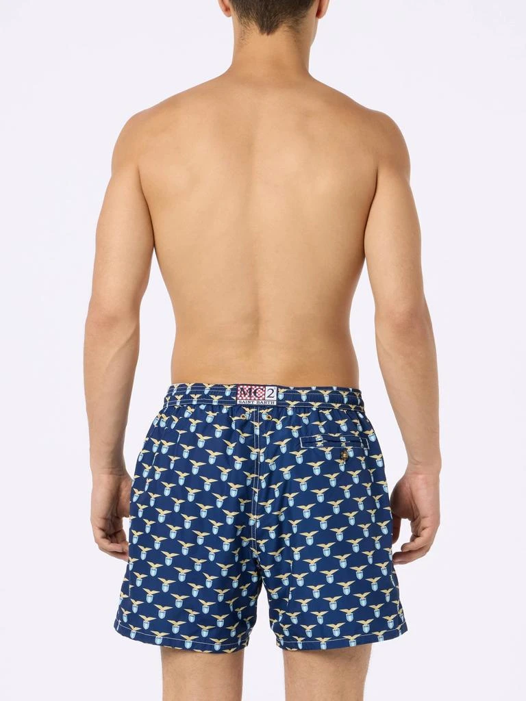 Mc2 Saint Barth Man Lightweight Fabric Swim Shorts With Lazio Logo Print | Ss Lazio Special Edition 2