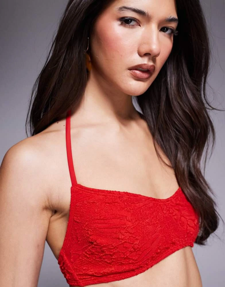 ASOS ASOS DESIGN Cassi Cadiz skinny crop bikini top in red 2