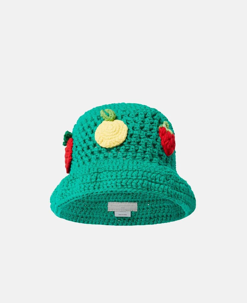 Stella McCartney Stella McCartney - Berry Embroidered Crochet Bucket Hat, Green, Size: S 1