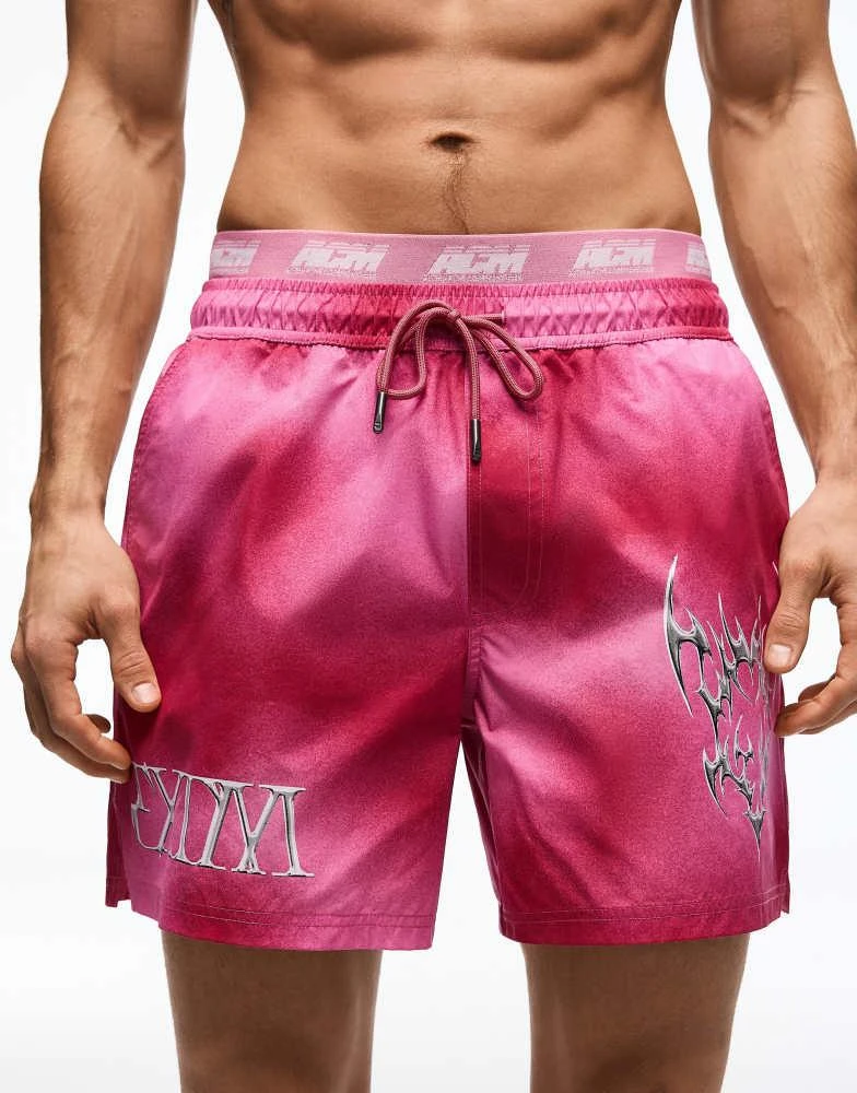 Bershka Bershka Boxy print swimsuit in pink 3