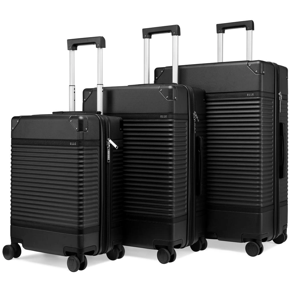 ELLE Belleville 3 Piece Expandable Retro Spinner Luggage Set | Burgundy 7