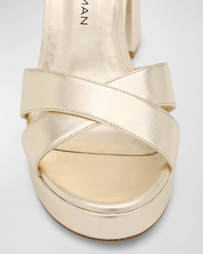 Stuart Weitzman Dayna Metallic Crisscross Platform Sandals 6