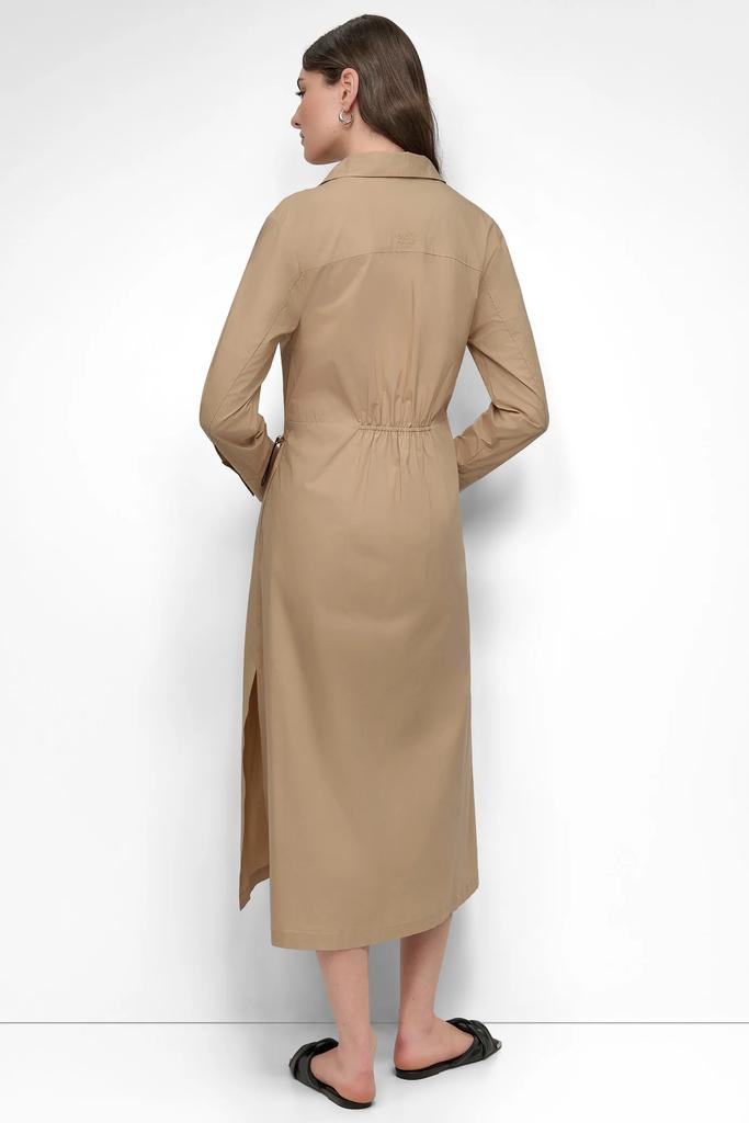 DKNY POPLIN LONG SLEEVE SHIRT DRESS WITH ADJUSTABLE WAIST