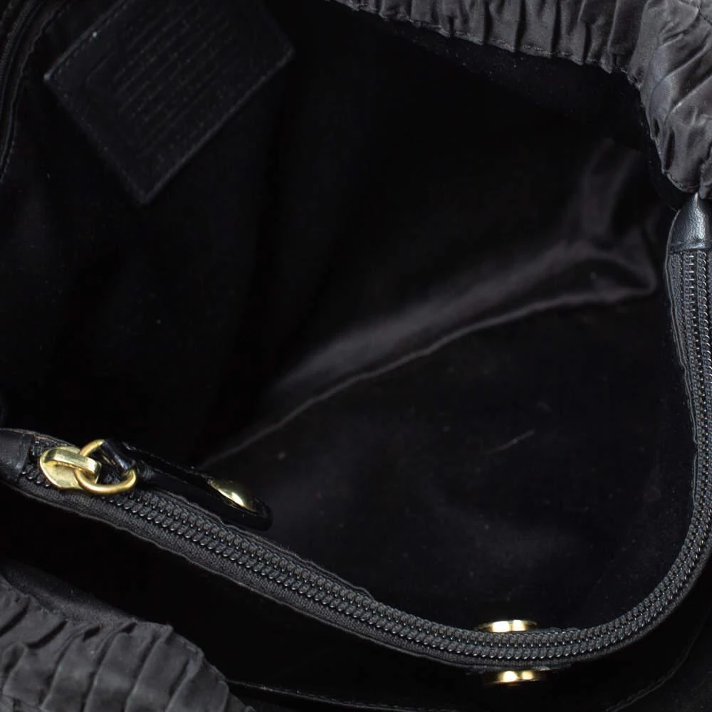 Coach Coach Black Pleated Satin and Patent Leather Tote 7