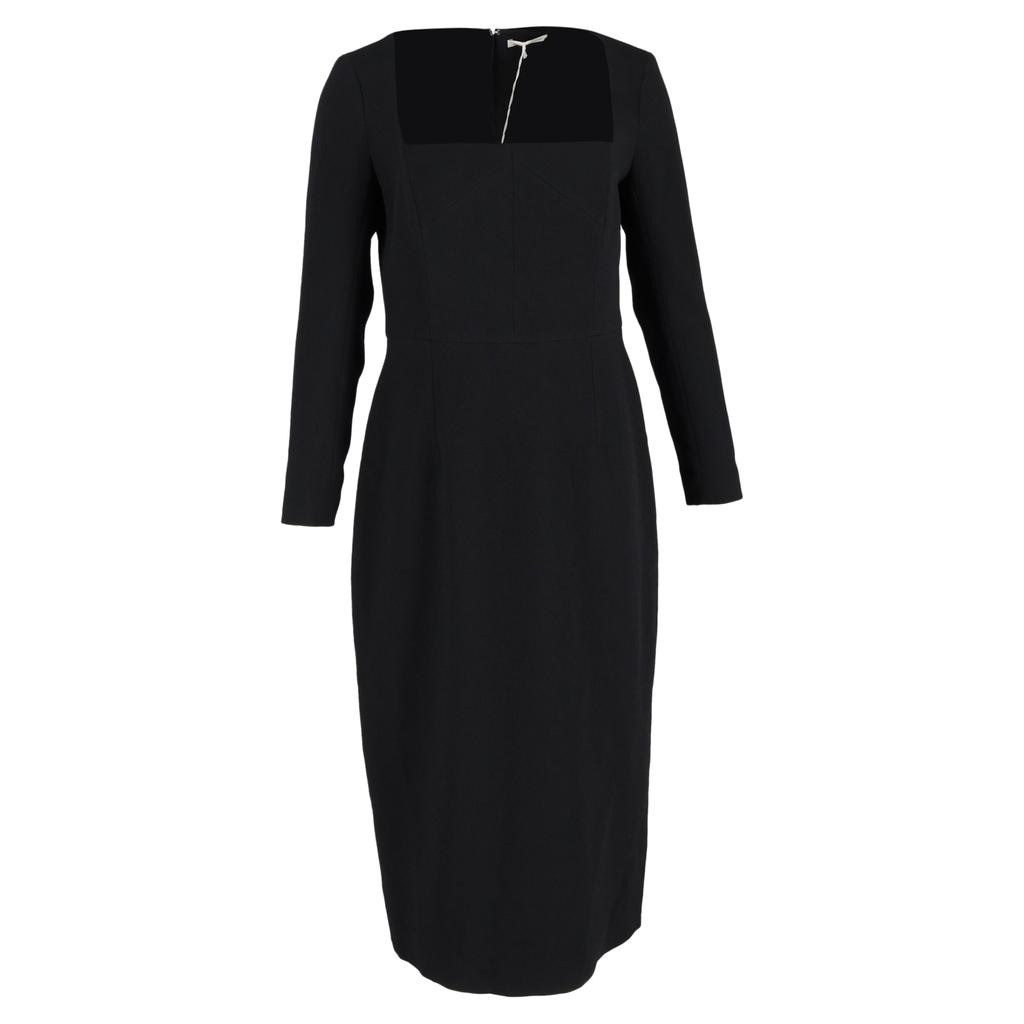 Emilia Wickstead Erletta Double  Crepe Midi Dress in Black Polyester