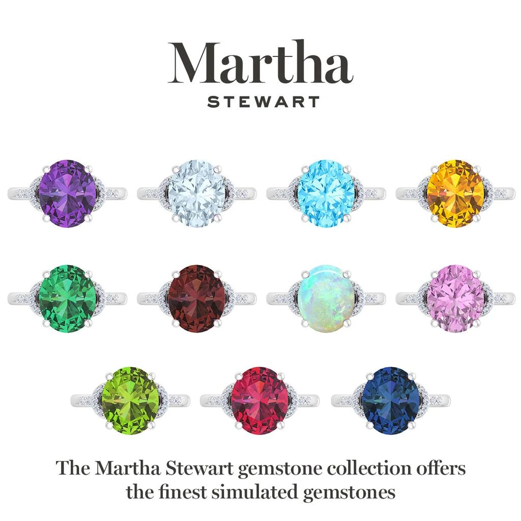 Martha Stewart 4 1/2 Carat Oval Shape Gemstone Ring with Lab Grown Diamonds in Sterling Silver, Choose Your Gemstone 5