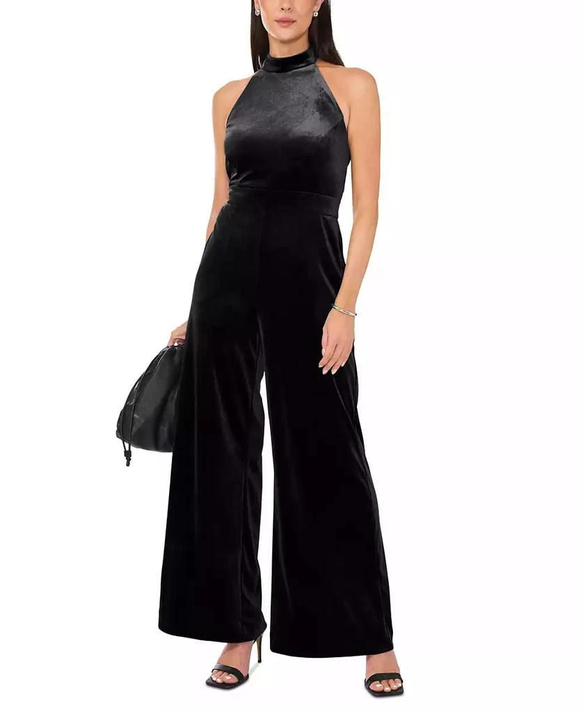 1. State Women's Tie-Neck Velvet Wide-Leg Jumpsuit 1