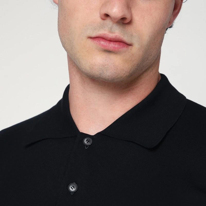 AURALEE Navy blue cotton polo 4