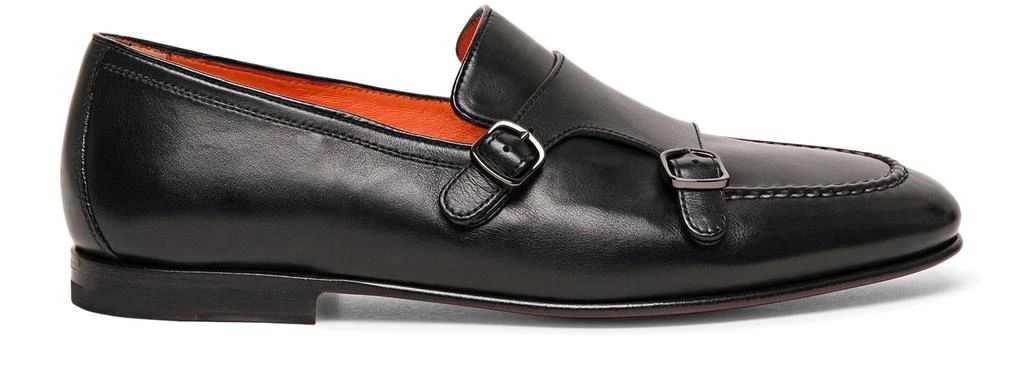 Santoni Leather double-buckle loafers 1