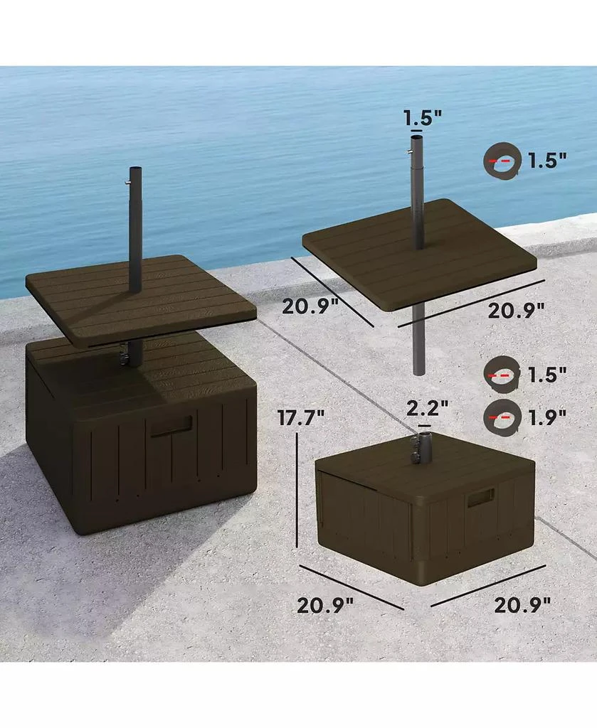 Outsunny Patio Umbrella Base with Table, Weighted Umbrella Sd, 3