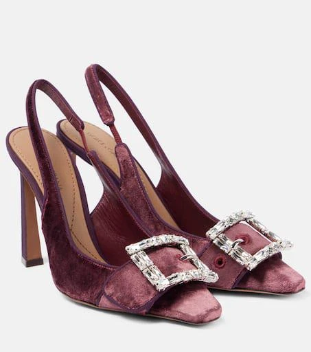 Dolce & Gabbana Embellished velvet slingback pumps 1