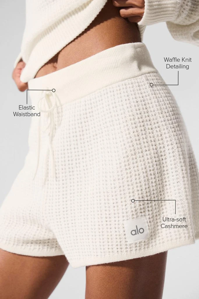 Alo Cashmere High-Waist Plush Waffle Short - Ivory 2