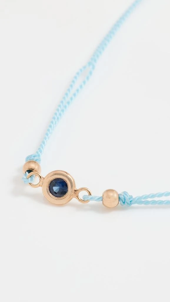 Zoe Chicco 14k Gold Floating Blue Sapphire on Turquoise Cord Bracelet 4