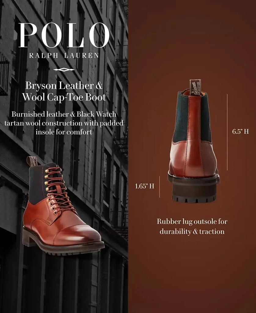 Ralph Lauren Men's Bryson Leather & Wool Cap-Toe Boot 6