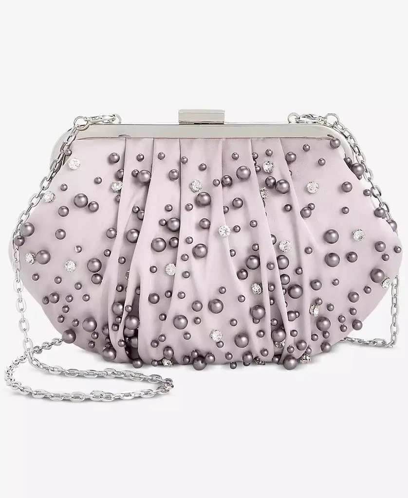 INC International Allover Pearl and Crystal Small Satin Clutch, Exclusively at Macy's 1