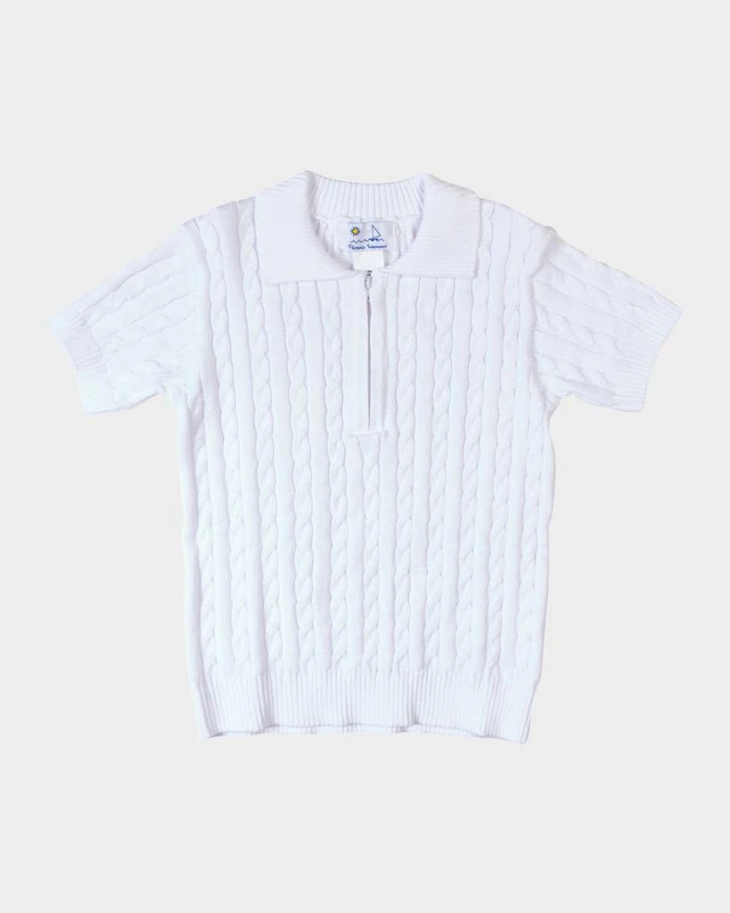 Florence Eiseman Boy
s Short-Sleeve Polo Cable Sweater, Size 2T-4