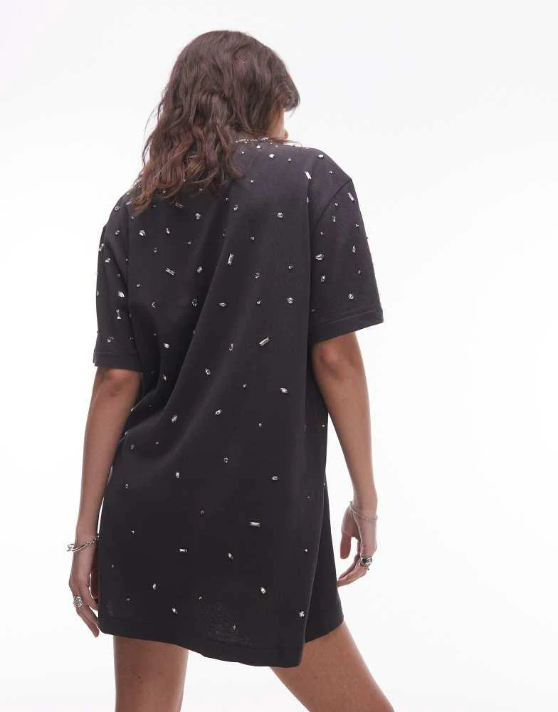 ALL SAINTS AllSaints embellished T-shirt dress in black 4