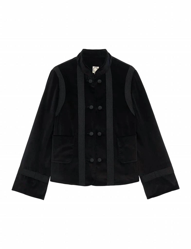 Ines de la Fressange Phoebe Velvet Jacket In Black 1