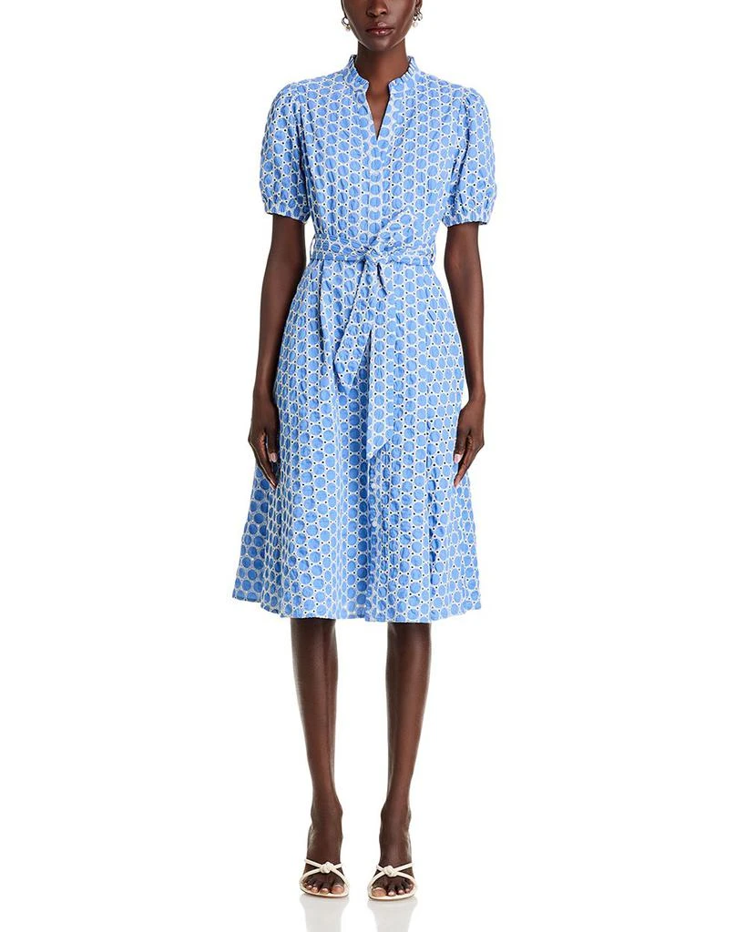 Tahari Eyelet Puff Sleeve Fit & Flare Dress 7