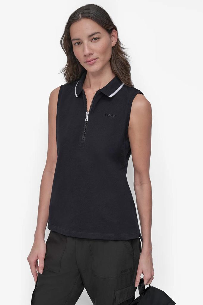 DKNY TIPPED COLLAR HALF ZIP POLO TANK