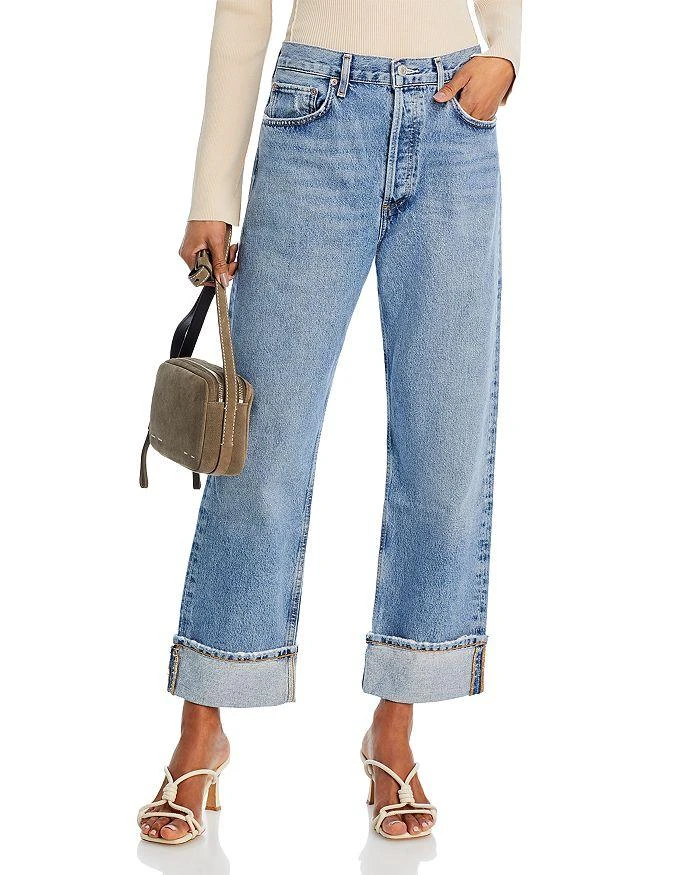 AGOLDE Fran High Rise Wide Leg Low Slung Cuffed Jeans in Invention 1