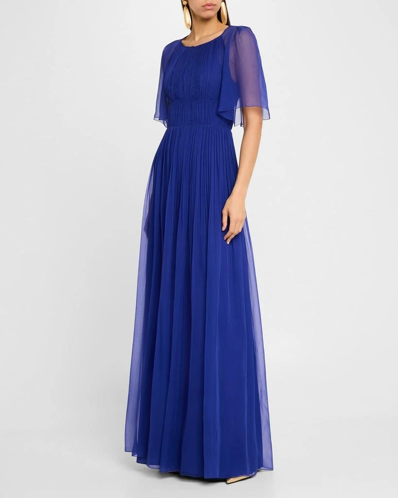 Alberta Ferretti Pleated Organic Chiffon Gown 2