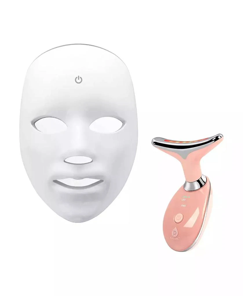 PURSONIC LED Glow Set – 7-in-1 LED Light Therapy Face Mask + 7-in-1 LED Face 
Neck Sculpting Wand