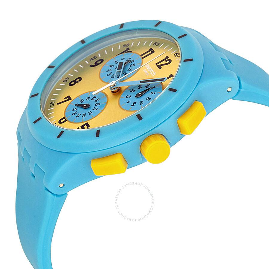 Swatch Maresoli Yellow Dial Blue Rubber Men's Watch SUSS400