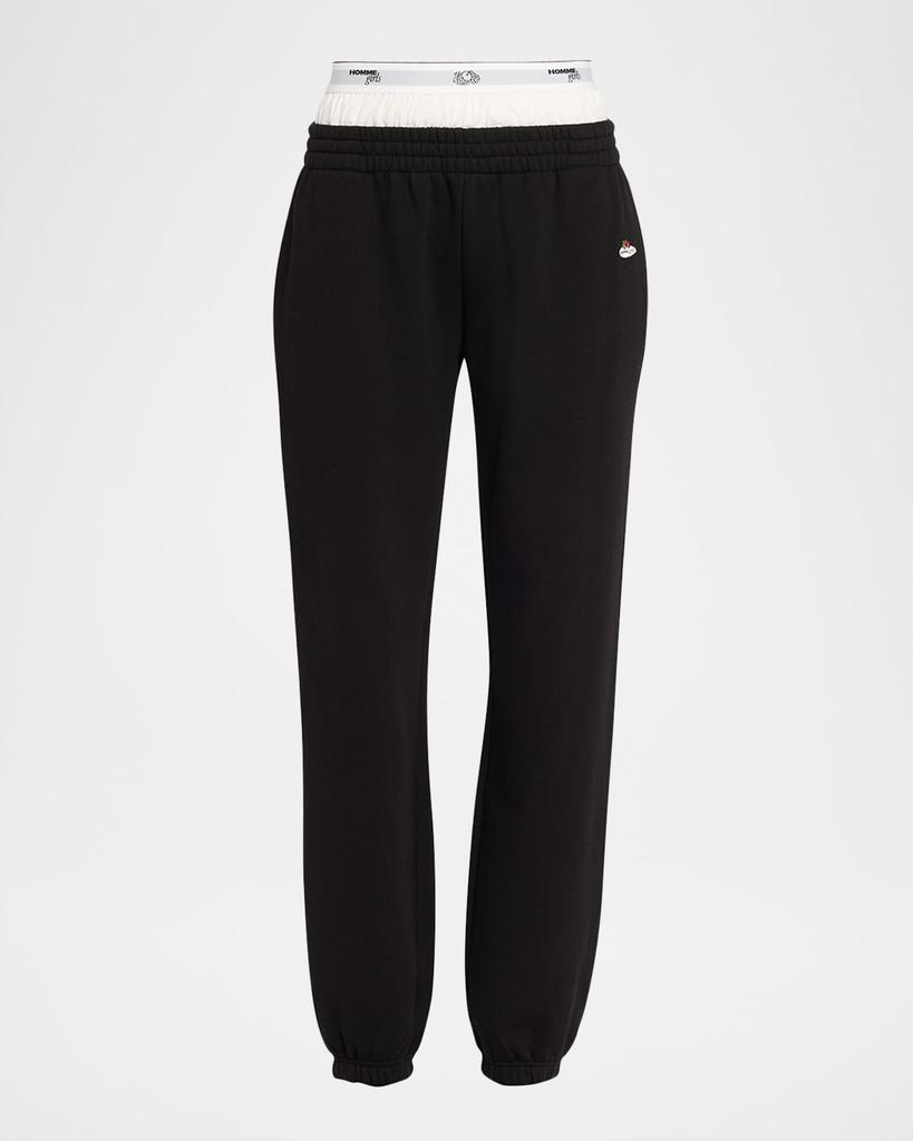HOMMEGIRLS x Fruit Of The Loom Peekaboo Boxer Straight-Leg Ankle Sweatpants