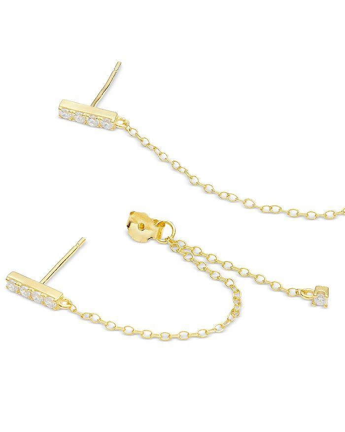 Shashi Cubic Zirconia Bar & Chain Front to Back Earrings 3