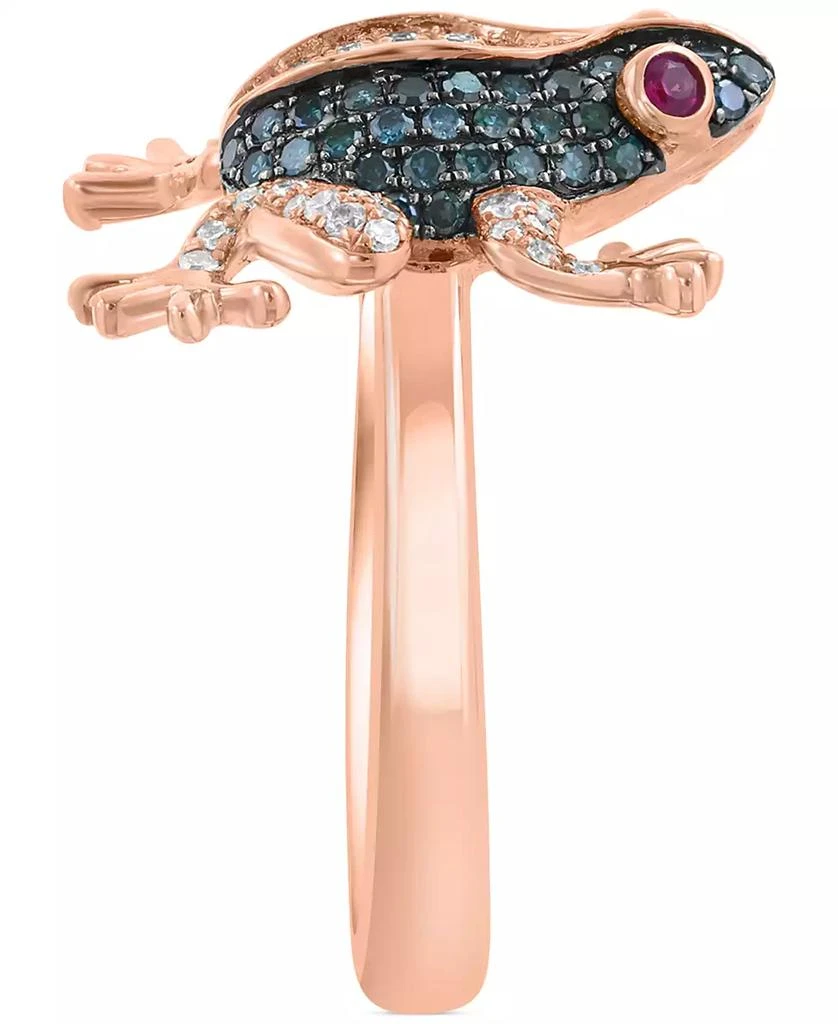 Effy EFFY® Blue 
White Diamond (1/2 ct. t.w.) 
Ruby (1/20 ct. t.w.) Frog Ring in 14k Rose Gold 3