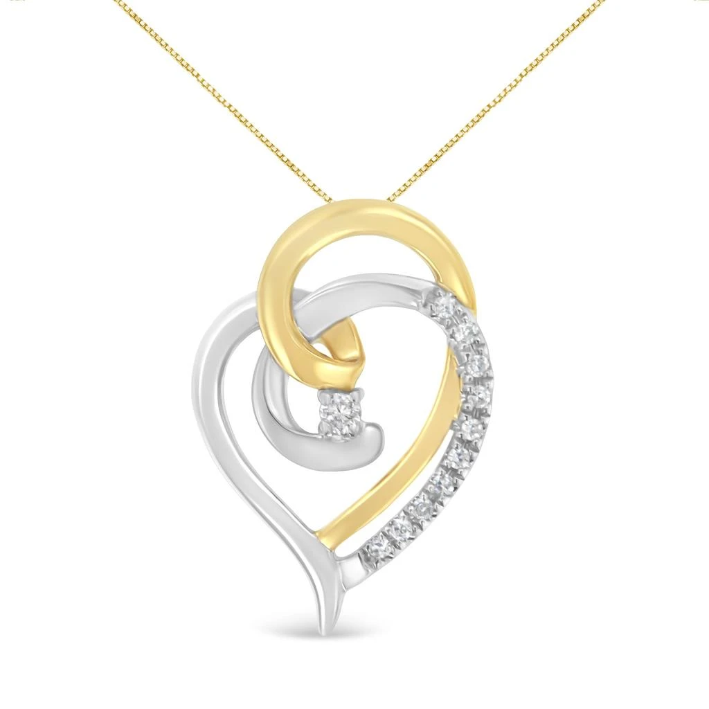 Haus of Brilliance 10K Yellow and White Gold Diamond Accent Open Double Heart Spiral Curl 18" Pendant Necklace 1