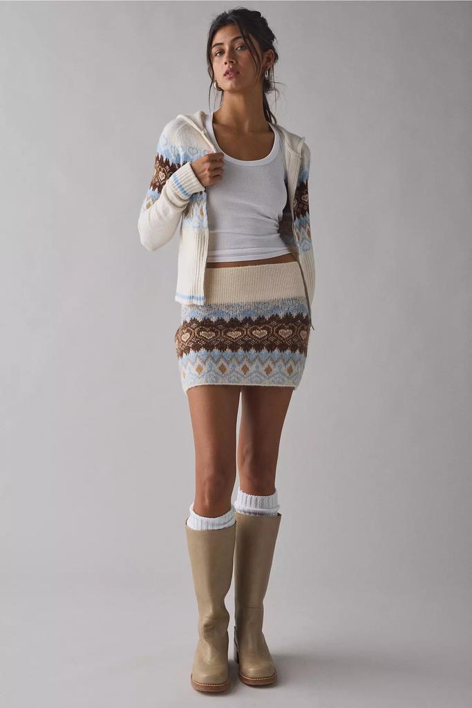 BDG BDG Monet Fair Isle Knit Zip-Up Hoodie Sweater