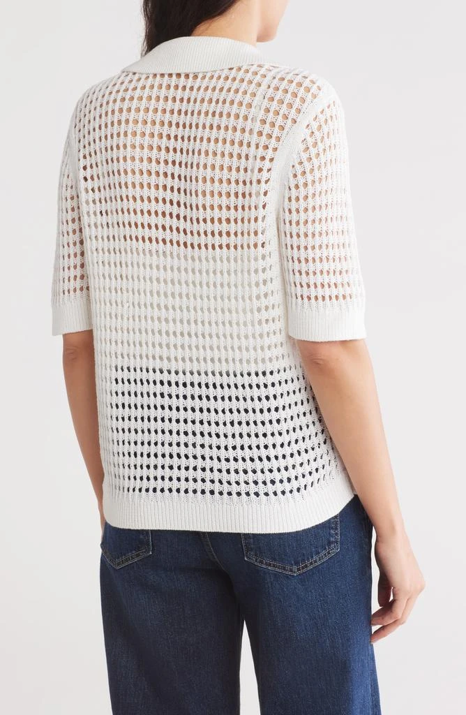 Design History Crochet Short Sleeve Button-Up Sweater 2