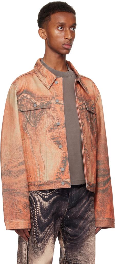 CAMPERLAB Orange Distorted Print Denim Jacket