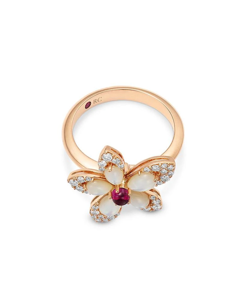 Roberto Coin 18K Rose Gold Tiare Mother of Pearl, Rubellite,
Diamond Flower Ring 3
