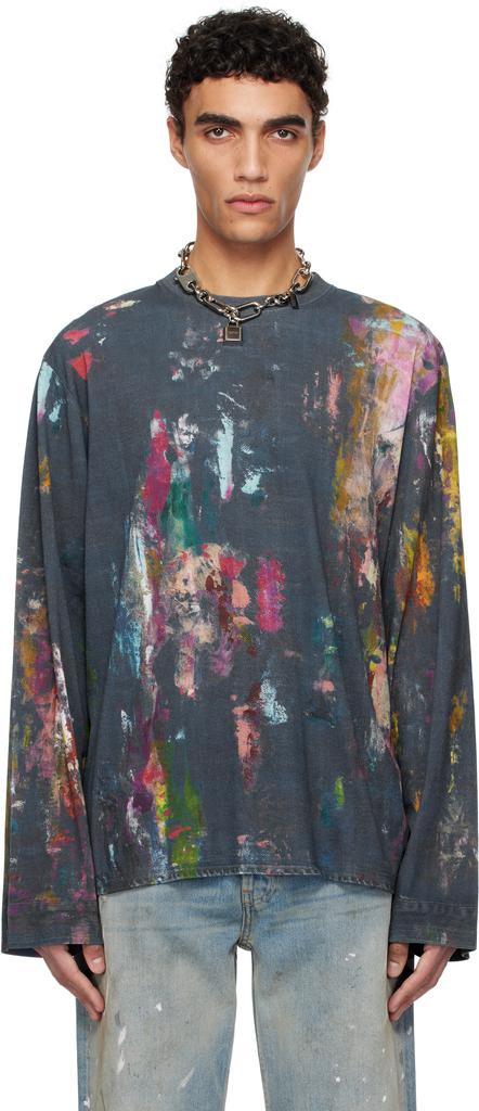 【Acne Studios】ブルー Paint Splatter Tシャツ Shop Blue Paint Splatter T-shirt on Sale at BeyondStyle