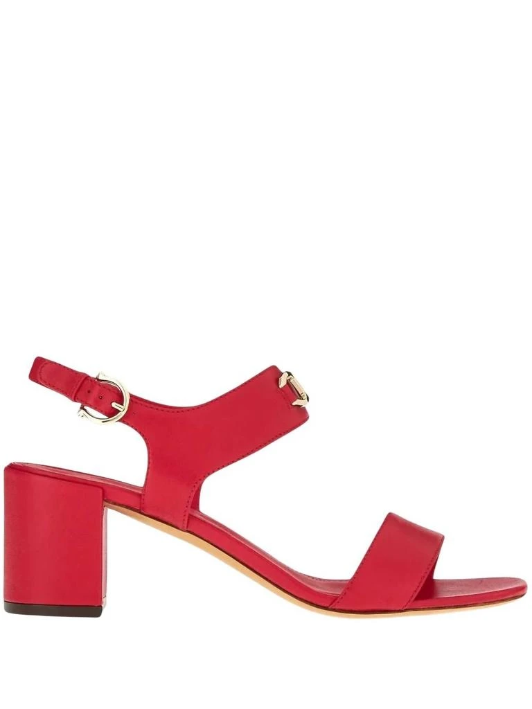 Salvatore Ferragamo Women
s Gancini-Plaque Block-Heel Sandals In Red 1