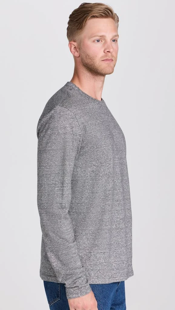 Officine Generale Long Sleeve Tee Mini Stripe Cotton Linen 3