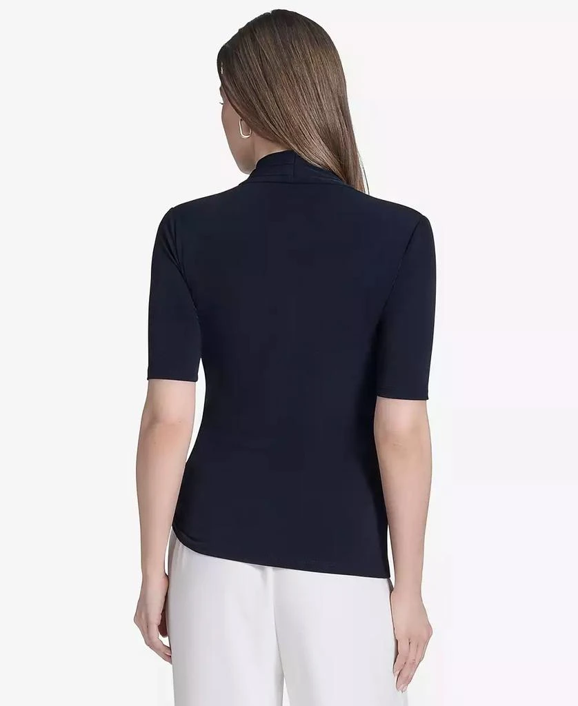 HALSTON Women's Ruched Faux-Wrap Top 2