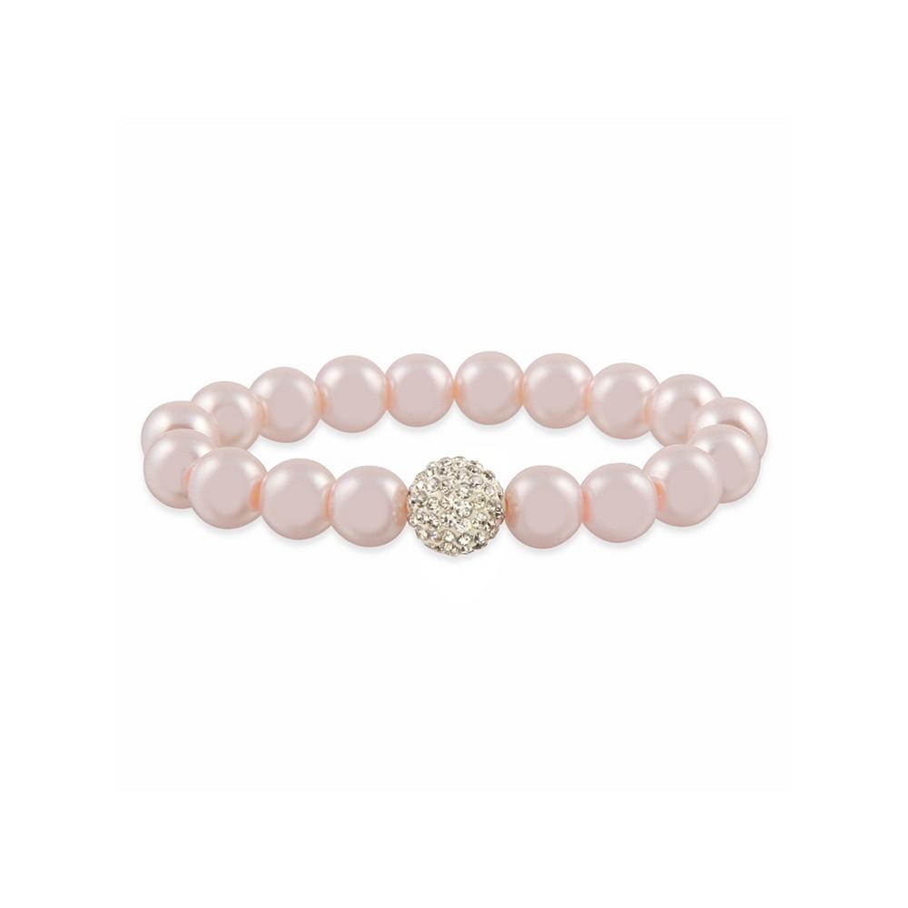 Macy's Pink Imitation Pearl with a Crystal Stretchy Bracelet