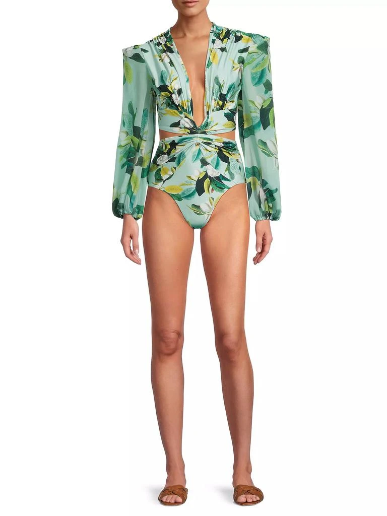 PatBO Magnolia Long-Sleeve Cut-Out Bodysuit 2