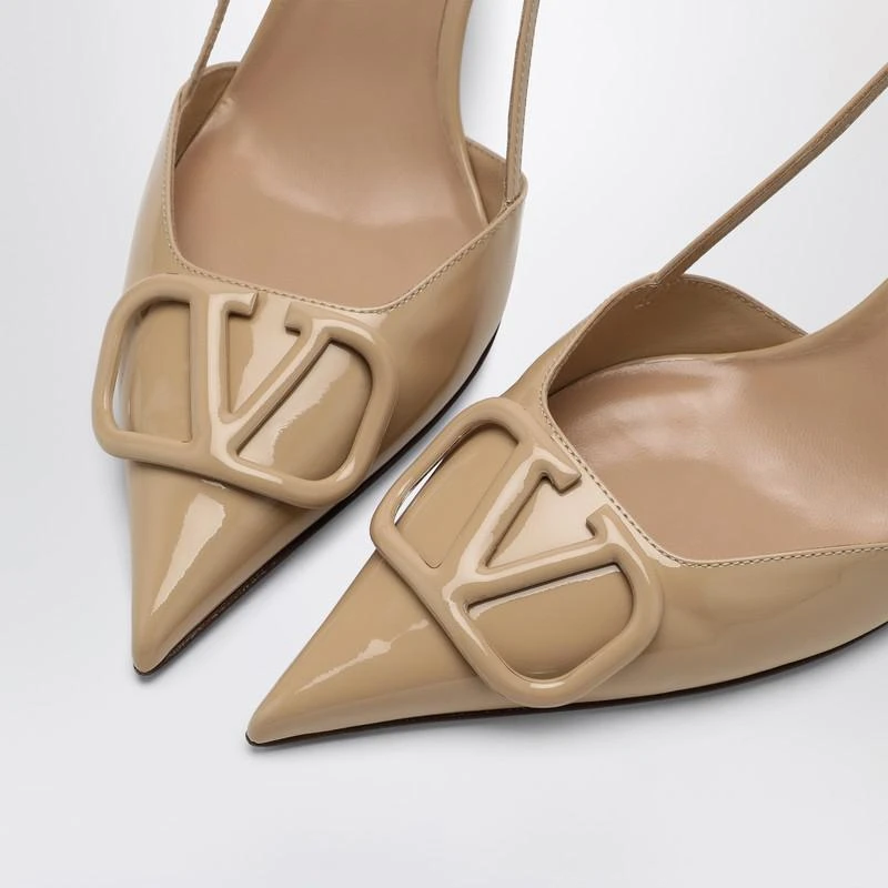 Valentino Slingback Vlogo in sand-colored leather 5