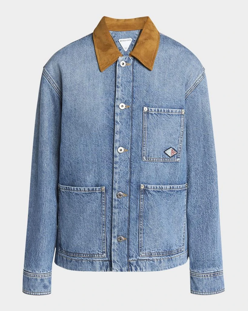 Bottega Veneta Suede Collar Vintage Indigo Denim Jacket 1