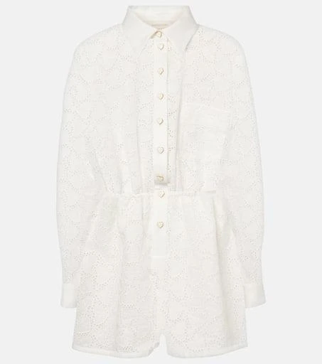 Zimmermann Crush Embroidered linen playsuit 1