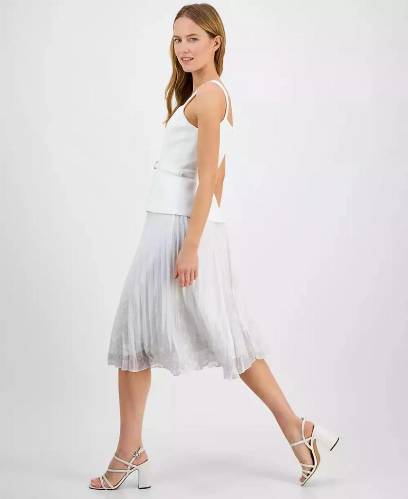 julia jordan Women's Sleeveless Belted Mix-Media Dress 3