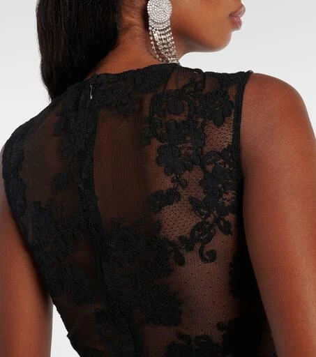 Self Portrait Floral lace-trimmed taffeta maxi dress 6