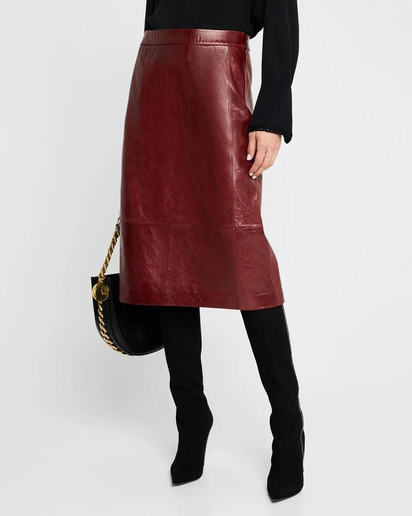 Kobi Halperin Hepburn A-Line Leather Midi Skirt 4